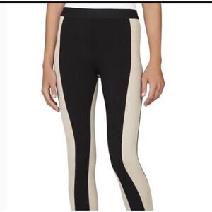 BCBGmaxazria Sasha Skinny Leggings Black Beige Stripe Size Medium NWT